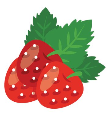 Noktalar ve çilek için simge anısına yeşilimsi kenarı konik bir meyve  