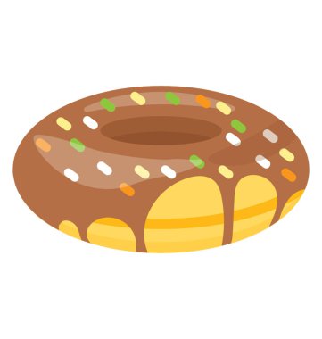 Delik, çikolata ve bazı sprinkles ele, çörek için simge daldırma ile bir pasta 