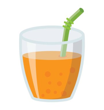 Sarımsı turuncu renk bu portakal suyu karakterize saman ile cam bardakta içki 