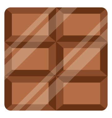 Çikolata simgeleyen blok tasarımı olan koyu kahverengi şekerli tatlı çubuk