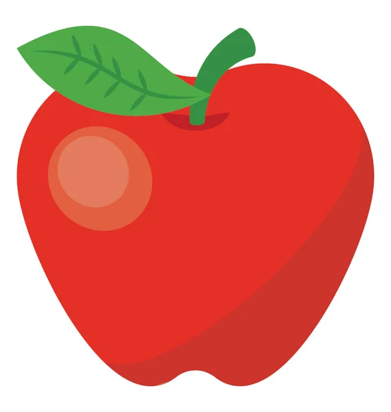 新鲜成熟的红颜色健康水果 叶子代表苹果 — 图库矢量图片