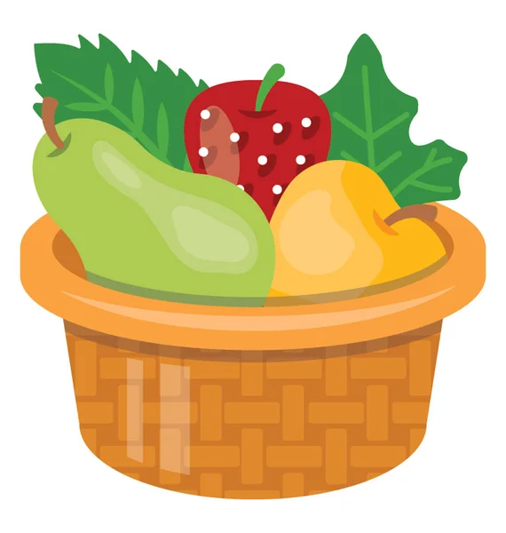 Einen Korb Mit Frischen Lebensmitteln Wie Früchten Die Obstkorb Darstellen — Stockvektor
