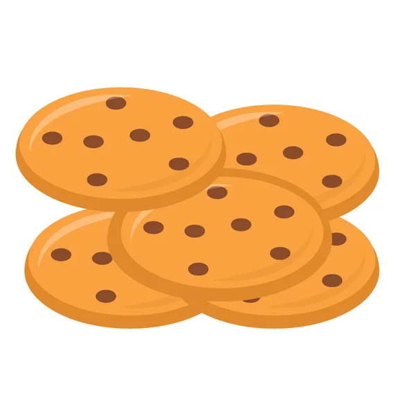 新鲜出炉的饼干有巧克力块在它的特点烘焙巧克力薯片饼干 — 图库矢量图片