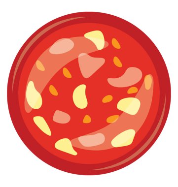 Kırmızı kalın curry ile peynir ve domates çorbası tasvir eden sebze içeren bir kase 