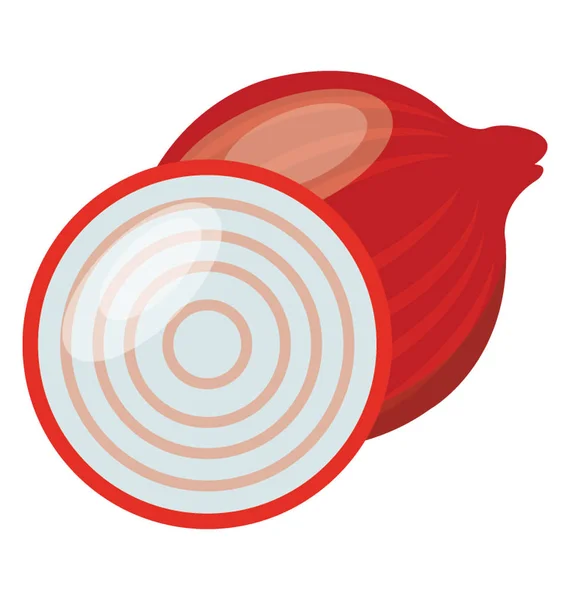 Μισή Φέτα Κόκκινο Κρεμμύδι Για Την Πραγματοποίηση Μαγείρεμα Πάστα — Διανυσματικό Αρχείο