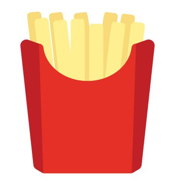 Patates kızartması tasvir içinde kızarmış tek kullanımlık küçük kutu 