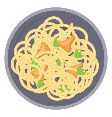 Bir kase erişte için simge gösteren akşam aperatifler yüklü 