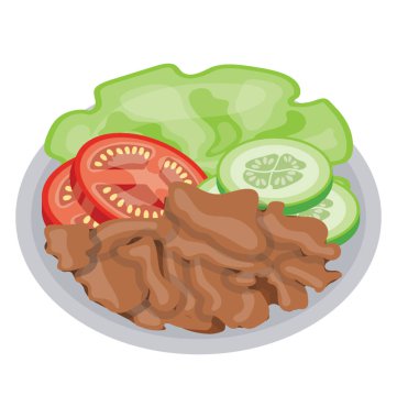 Taze sebze sosis salata simge için resmin tamamını sosis parçalar eşliğinde