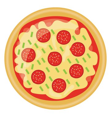 Taze domates pizza kabuk göstererek ifade eden simge taze domates dilimleri ile serpilir