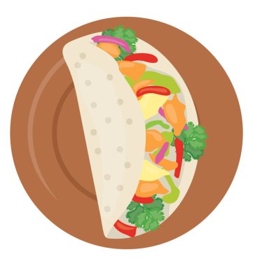 Sebzeler ve tavuk taze pişmiş maddeler taco ifade eden wrap yılında haddelenmiş