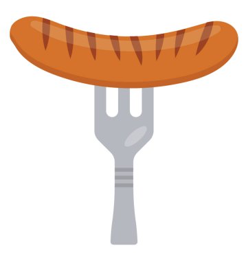  Sosis için simge yapma çatal takılıp bir sosis parça