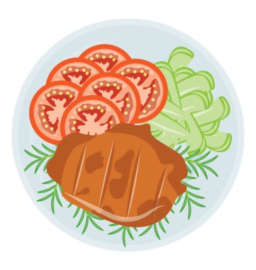 Çanak parça somon salata için bir simge sunan bitkisel maddeler ile birlikte 