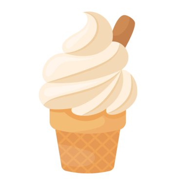 Yumuşak vanilyalı dondurma waffle koni üzerinde hizmet