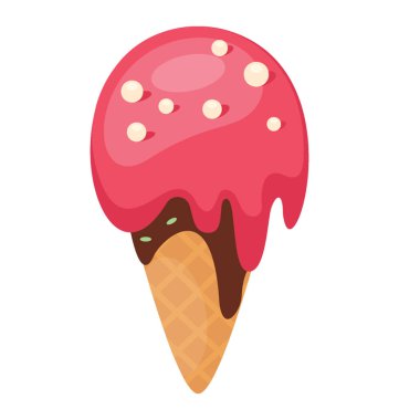 Bir gözleme koni vurgunun çilekli dondurma 