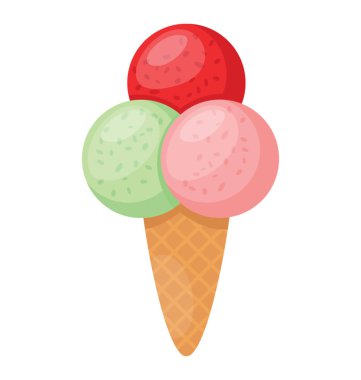 Üç farklı dondurma waffle koni ile lezzet