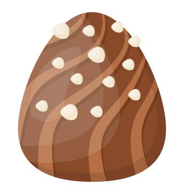 Lezzetli çikolata lokma beyaz fındık bit ile dekore edilmiş bir yuvarlak biçim