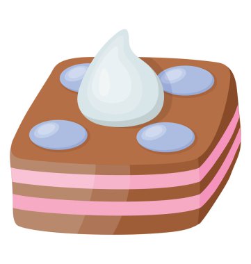 Kız gibi tat renkli pasta mavi renk ve içinde pembe krema ile tepesinde zenginleştirilmiş 