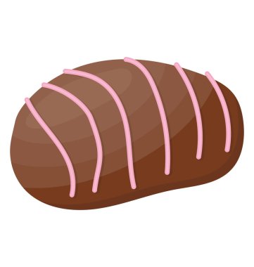 Topuz pembe çizgiler, çilekli çikolatalı girdap ile çikolatalı kek pasta şeklinde.