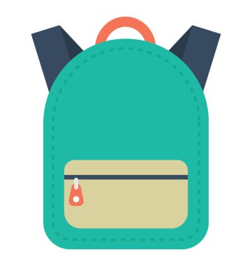 Bir çanta, okul çantası için düz vektör simge grafik gösterimi 