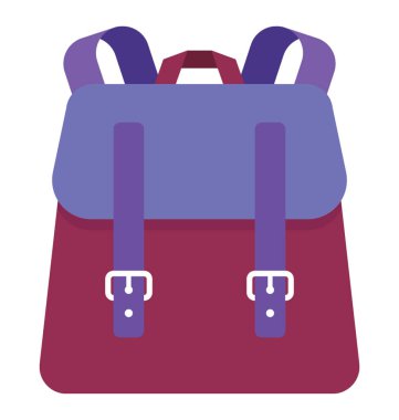 Okul çantası, okul kavramı başa düz simgesi tasarım 