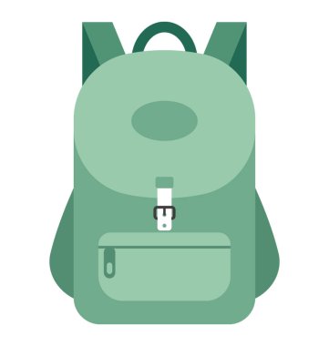 Dairesel kapak, omuz askıları ve zip cep ile okul çantası 