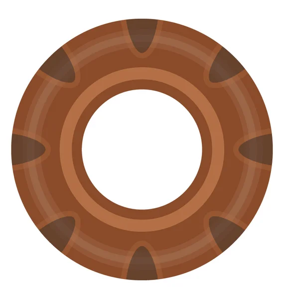 Bruin Gekleurde Afgerond Zoete Deeg Dessert Chocolade Donut Beeltenis — Stockvector