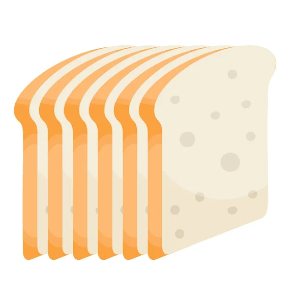 Мука Месить Ломтики Белого Цвета Изображением Хлеба Ломтики Завтрак Питание — стоковый вектор