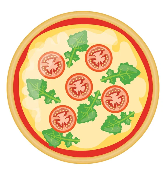 Pizza margherita kabuk göstererek ifade eden simge domates dilimleri ve maydanoz ile yaprakları serpilir