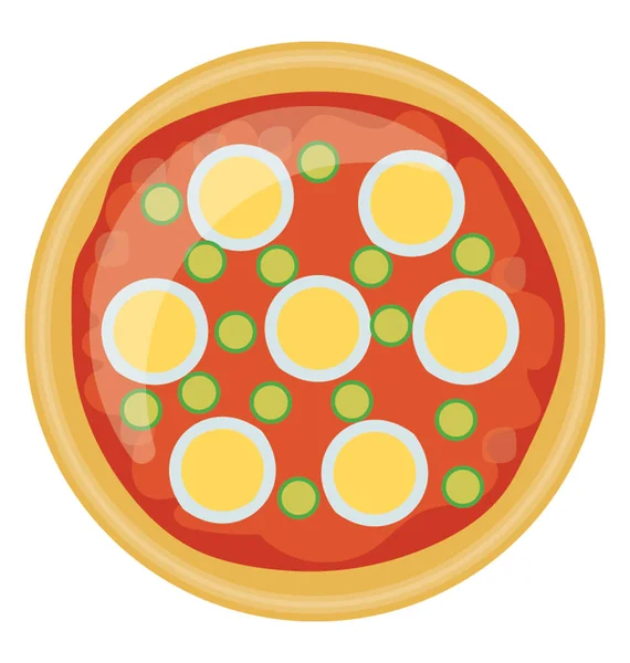 Icon Denoting Pepperoni Pizza Showing Crust Sprinkled Onion Tomato Curved — Stock Vector