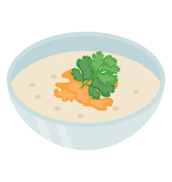 Чаша Сливочным Соусом Увенчанная Свежими Овощами Ико Сливочного Овощного Супа — стоковый вектор