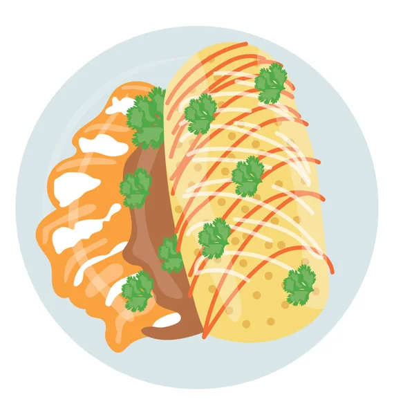 Wrapped Tortilla Cheesy Bread Pieces Making Icon Burrito — Stock Vector