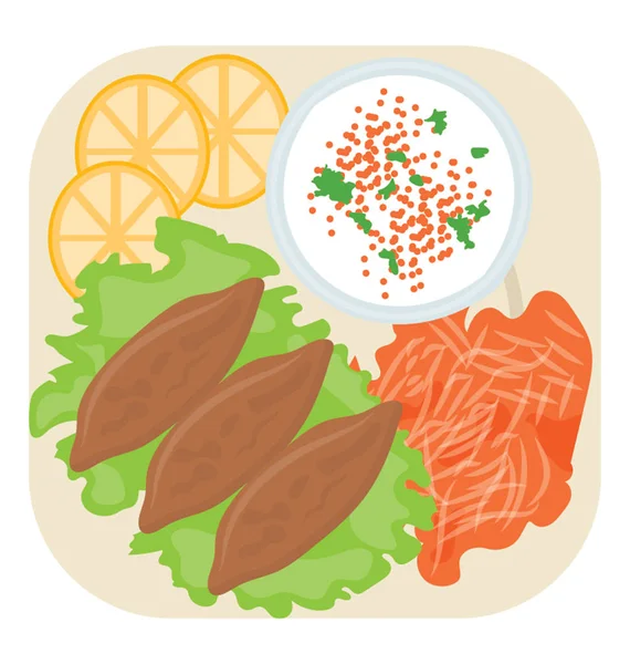 Salata, bazı lor ve tatlı patates iconn tatlı patates salatası için oluşturan sahip plaka