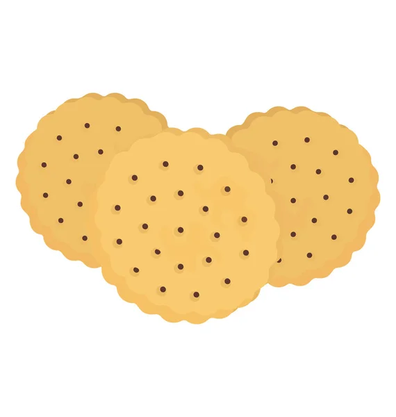 圆形棕色糖饼平面图标图像 — 图库矢量图片