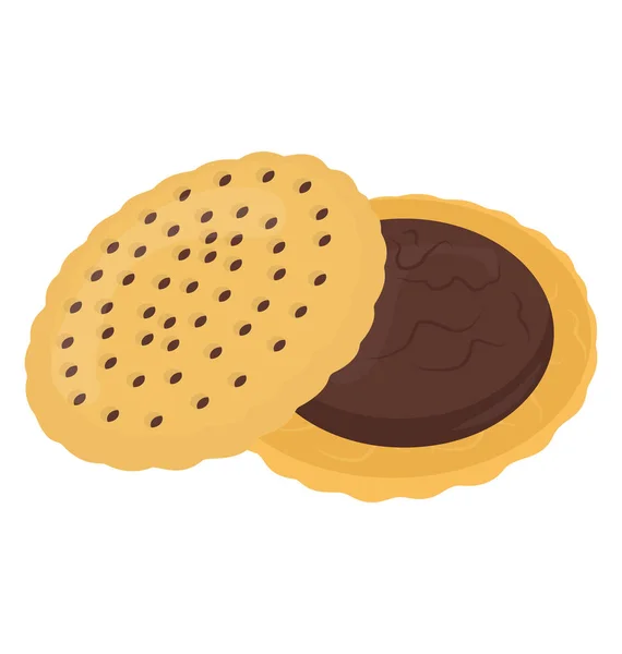 Icono Galleta Chocolate Vainilla Sabor Crema Cubierta — Vector de stock