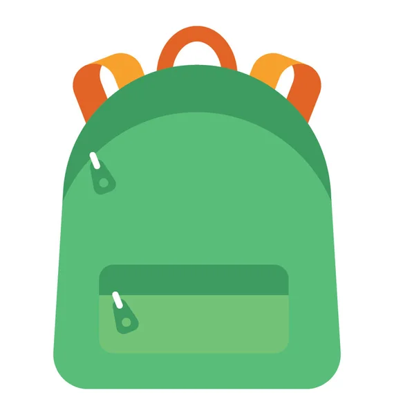 フロント ジッパー ポケット緑色のスクール バッグ — ストックベクタ
