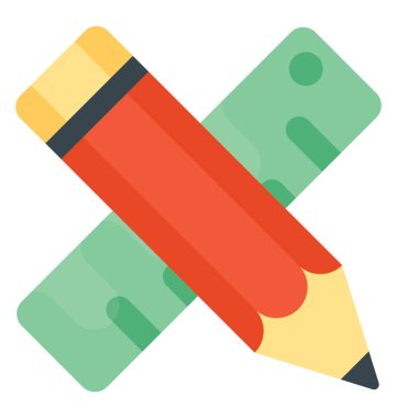 Düz simgesi tasarım kalem ve hazırlanması ve mimar araçları simgeleyen ölçek