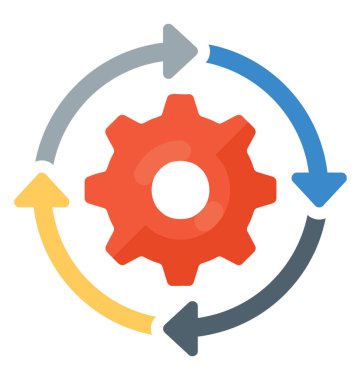 Çevresinde cog simge mühendislik, oklar ile mekanik işlem 