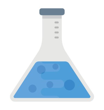 Bir konik şekilli, düz dipli, laboratuvar şişesi düz vektör simgesi