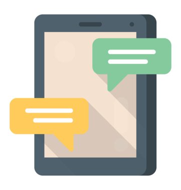 Telefon ekranında sohbet kabarcıklar mobil sohbet ve mobil iletişim kavramı sunar