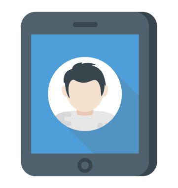 Görüntülü arama kavramı sunan bir adam avatar ile hareket eden bir ekran