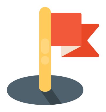 Stand Stick, düz vektör simgesi tasarım çırpınan bir bayrak