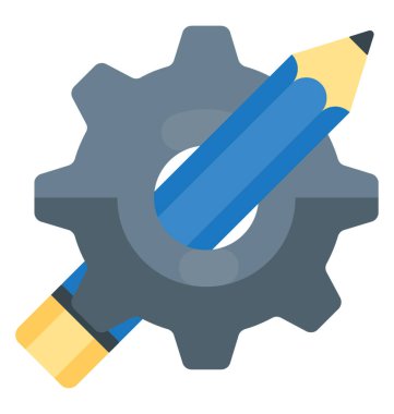 Bloglama ve copywriting için anlam veren bir dişli tekerlek eklenen bir kalem