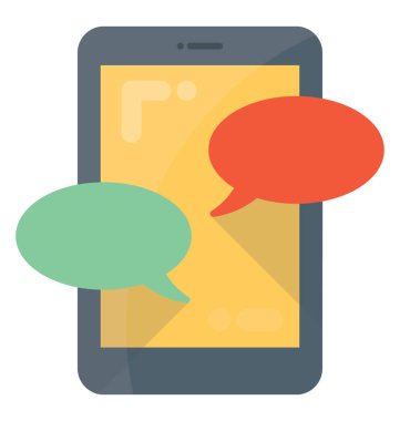 Telefon ekranında sohbet kabarcıklar mobil sohbet ve mobil iletişim kavramı sunar