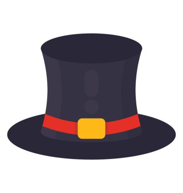 Silindir şapka için simge ifade eden kırmızı kurdele ile siyah renkli kafa giyim