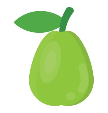 Kalp şekli yeşil meyve yaprak ve pedicel, armut için simge 