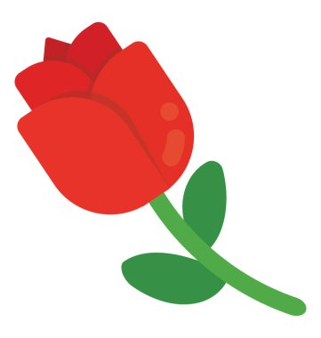 Renkli bloomed çiçek için bir simge oluşturmak için çizilmiş bir kırmızı gül 