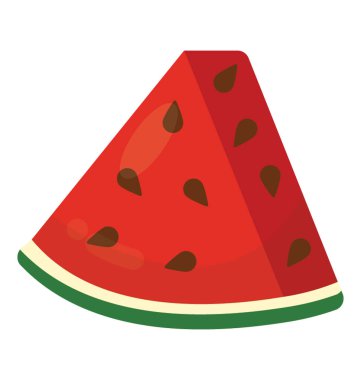 Yarım dilim karpuz dilimi simgesini ifade eden Olgun kırmızı ve yeşil meyve 