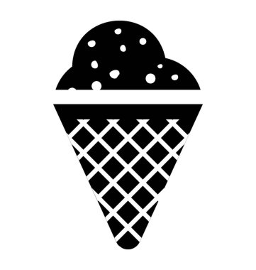 Gevrek bir külah dondurma tatlar yağmurlama, üç kaşık toz içeren