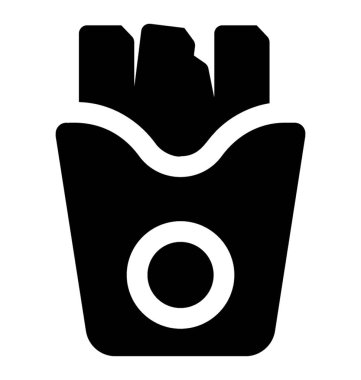 Kızarmış patates, sopa ile lokanta patates kızartması için simge dolu bir kağıt konteyner