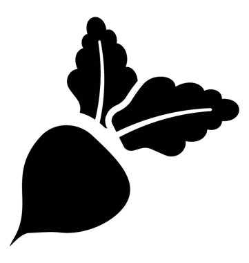 Bir salata sebze ile kenar bir tarafı köşeye ve pancar için diğer, simgesini yapraklar 